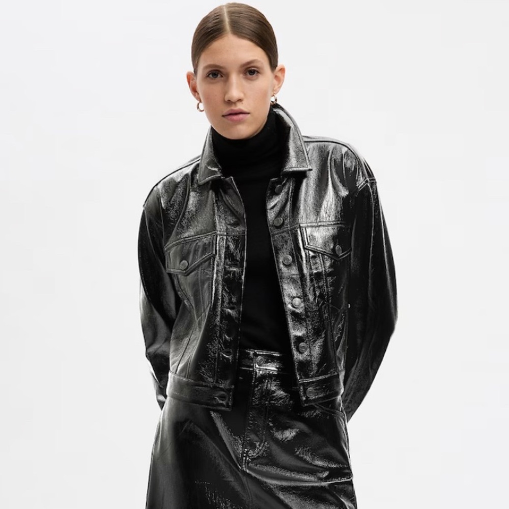 NWT GAP Vegan Patent Leather Icon Jacket